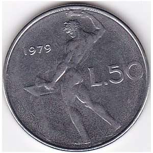 1979 Italy 50 Lire Coin 