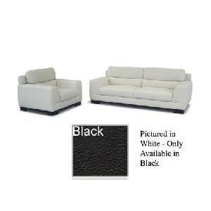  Black Leather Upholstered Sofa & Loveseat Set