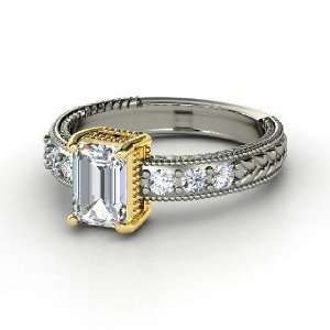  Emerald Isle Ring, Emerald Cut Diamond 14K White Gold Ring 