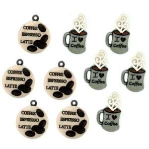   Jesse James Embellishments Button Coffee Talk (6 Pack): Toys & Games
