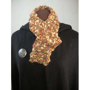  Mens or Womens Rust/Gray/Gold/Off White Nubby Knit Scarf 