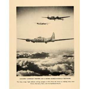   Lockheed Lighting Fighters Bomber Plane Army   Original Halftone Print