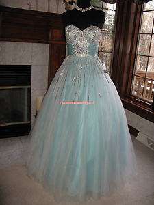 Mac Duggal Ice Blue 6500H Bustier Stunning Ball Gown Dress 8  