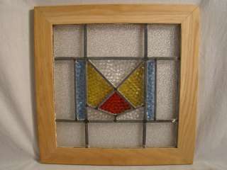 Antique ENGLISH Old ART DECO Geometric Shape STAINED Leaded GLASS 