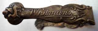 antique WHITMAN CANDY BRASS TONGS ornate embossed~RARE  