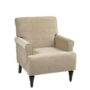 Arm Chair with Curved Arm in Vintage Linen Fabric 