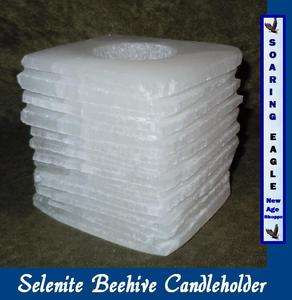Beehive Snow White Selenite Candle Holder New Incense Resin Burner 2 
