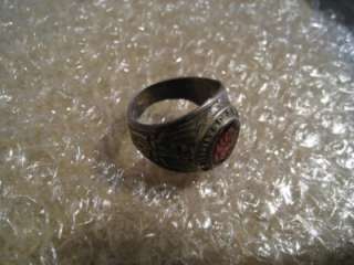 WWII ENGRAVED STERLING SILVER US ARMY MILITARY RING  
