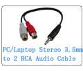 RCA Male to 3.5mm Female Audio Converter Cable 5 FT  