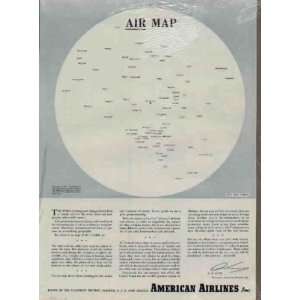  AIR MAP OF THE WORLD  1943 American Airlines War Bond 