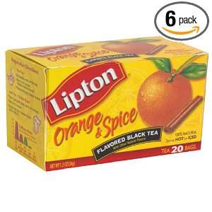 Lipton Tea Flavored Black Tea Orange & Spice, 20 count (Pack of6 