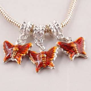 Type Colorful Crystal Butterfly Charm Beads Findings Chain