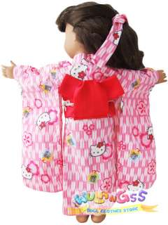 Handmade Pink Hello Kitty Cotton Kimono Fits 18 American Girl Doll 