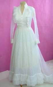 VINTAGE 1960s Gorgeous Wedding Dress Long Train 8 10  