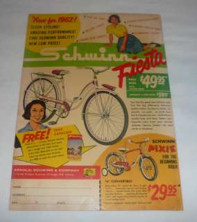 1962 Schwinn bicycle ad page ~ FIESTA, Pixie  