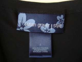 Susan Graver Style Sz S Black Poly/Spandex Knit Empire Waist Dress 