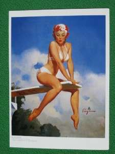 ELVGREN PINUP GIRL SWIMSUIT DIVING BOARD IS TOO HIGH A+  