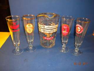 COLLECTORS 5 PC YUENGLING BEER GLASS PITCHER SET NOS  