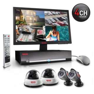 Revo4 Ch. 500 GB Hard Drive Surveillance System with 4 540 TVL Cameras 