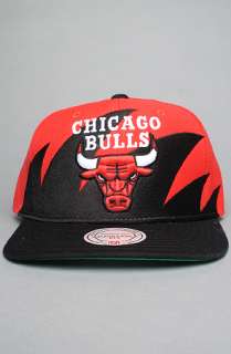 Mitchell & Ness The Chicago Bulls Sharktooth Snapback Hat in Black Red 