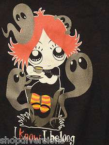 RUBY GLOOM I KNOW I BELONG Black Tee with Ruby and Ghosts NWT S, M 