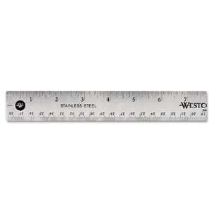 Stainless Steel Ruler w/Cork Back and Hang Hole, 15, Silver at 