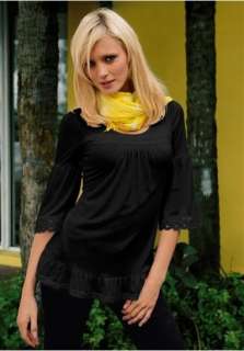 Elegantes schwarzes Shirt mit Spitze von Laura Scott Gr. 36  