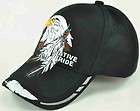 EAGLE FEATHERS NATIVE PRIDE BLACK GREY TRIM HAT CAP  