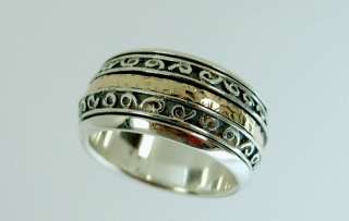 14k Gold Silver Wedding Spinning Ring Size 8.5  