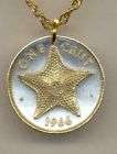 Gold/Silver Coin Necklace, Bahamas 1 Cent Starfish