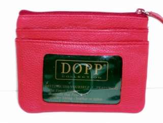 Dopp Roma Red Leather Large ID Coin Card Case Purse  