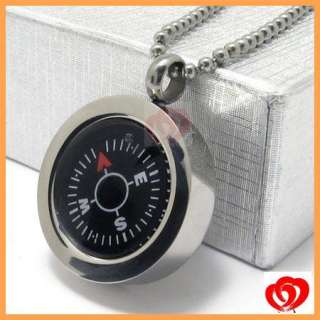 Navigation Compass Stainless Steel Pendant Camping  