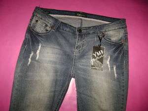 NWT YMI PLUS Low Destroyed Boot Cut Jeans #6000  