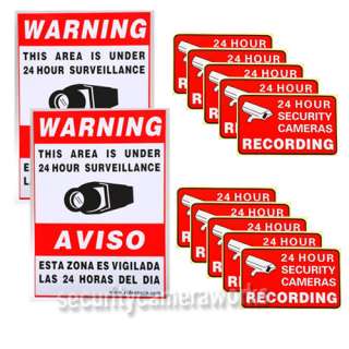   Surveillance Security Camera Video Sticker Warning Decal Signs BKG