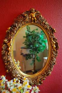 ovaler Wandspiegel Spiegel barock Engel antik gold  