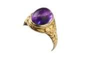 Victorian Antique 15ct Gold Amethyst Cabochon Ring  