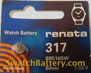 TWO) Renata 317  SR516SW Watch Battery Swatch Skin  