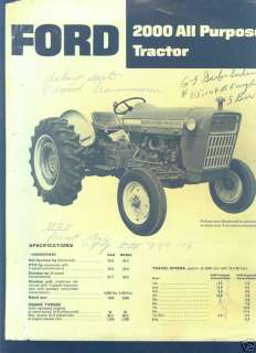 Ford 3000Tractor spec.sales brochure orig.  