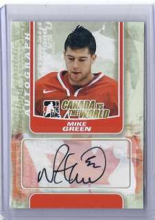 2011 12 IN THE GAME CANADA VS THE WORLD MIKE GREEN AUTO ITG SIGNATURE 