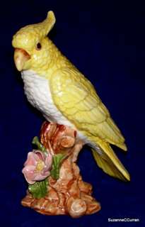 Vintage Italian Faience Art Pottery Yellow Parrot Figurine Italy 