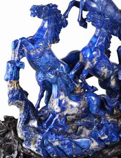 23.6 Lapis Lazuli eight horses Sculpture/Carving #Q94  