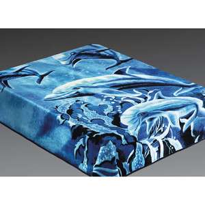Heavy Blue Acrylic Mink Dolphin Blanket   BIG 844296023264  