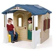 Naturally Playful Front Porch Playhouse built in bench indoor outdoor 