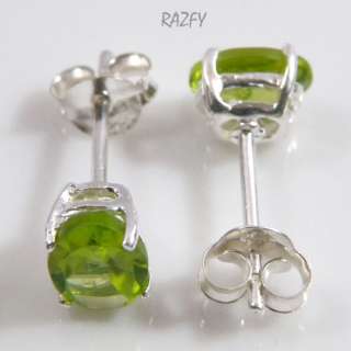 925 Silver Genuine Green Peridot Oval 7x5m Stud Earring  