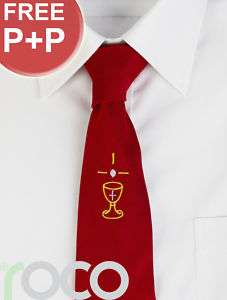 CHILDS FIRST HOLY COMMUNION CHALICE RED TIE for suits  