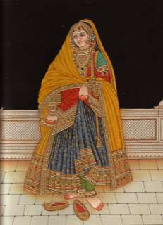 India Rajput Rajasthani Maharani Queen Miniature Painting HANDMADE 