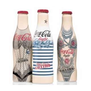 Serie 2 Bottiglie Alluminio Coca Cola Jean Paul Gaultier 250ml anno 