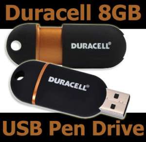 DURACELL 8GB RETRACTABLE USB FLASH PEN DRIVE CAPLESS  