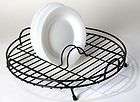 Delfinware Black Plastic Coated Circular Round Dish Plate Drainer Rack 