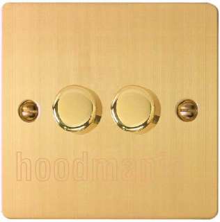 Brushed Brass Gold Flat Double Dimmer Light Switch 400  